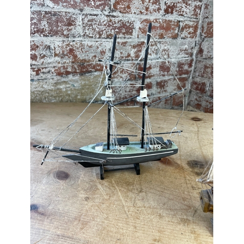 232 - Three Models, Ship & Two Boats