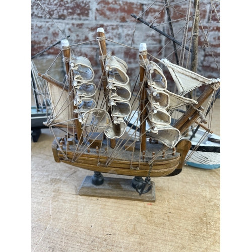 232 - Three Models, Ship & Two Boats