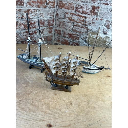 232 - Three Models, Ship & Two Boats