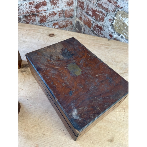 219 - Wooden Box, Small Desk Globe & Wooden Rack.