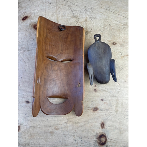 221 - Two Hard Wood Carved Masks