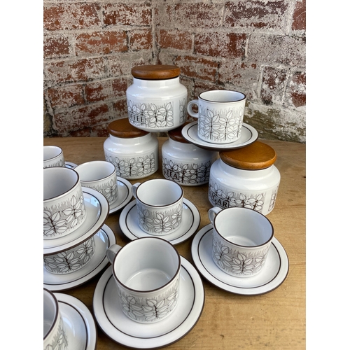 402 - Hornsea Charisma Cups, saucers & Storage Jars