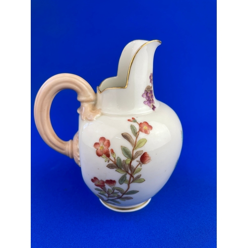 409 - Early Royal Worcester Hand Painted 1094 Flat Back Jug