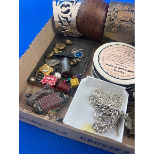 292 - Tray Of Small Collectables Inc. Charms & Clay Pipes