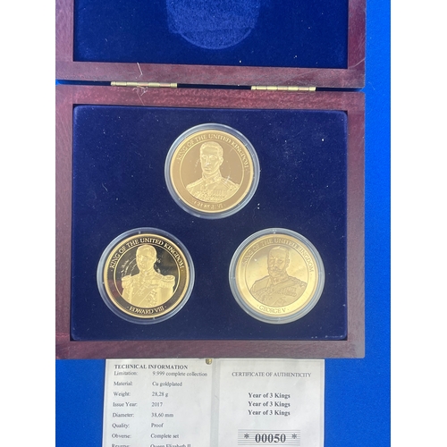 47 - Year Of 3 Kings. Presentation Box Of Commemorative Gold Plated Coins.