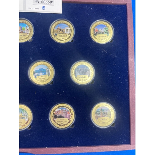 49 - Capital Cities Presentation Box Of Commemorative Gold Plated Coins.