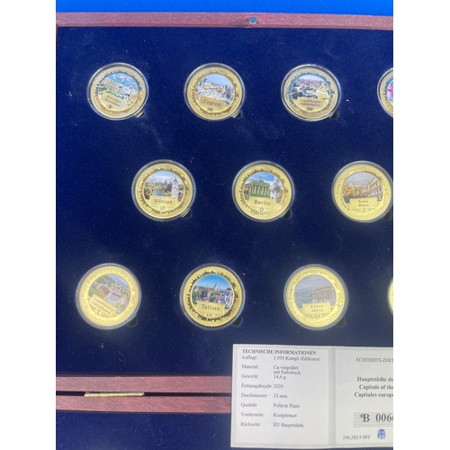 49 - Capital Cities Presentation Box Of Commemorative Gold Plated Coins.