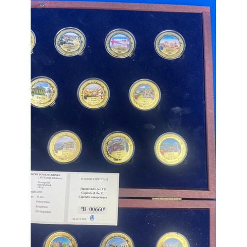 49 - Capital Cities Presentation Box Of Commemorative Gold Plated Coins.