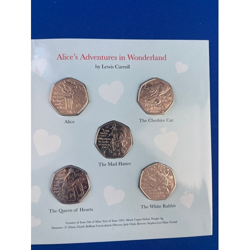 55 - Uncirculated Alice In Wonderland 50p Presentation Set.