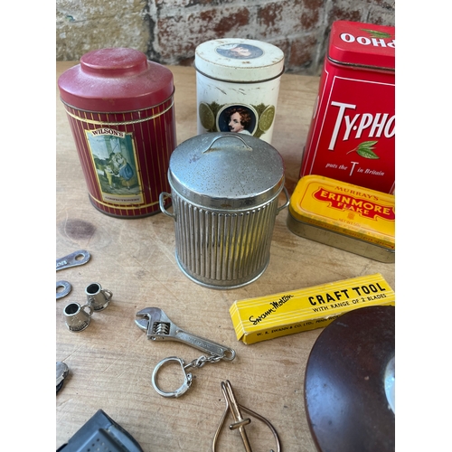 268 - Group Of Collectables Inc. Wothington, Phillips Pocket Memo Special LFH 0095, Tins & Teak Table Ligh... 