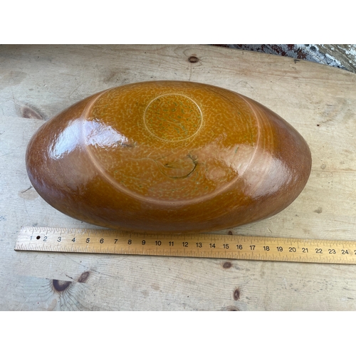 417 - Large Copper Coloured Iridescent Glass Centrepiece Bowl