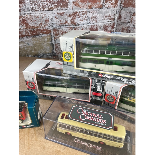 112 - Corgi Busses, Royal Mail & Shell Oil Motoring Memories Die Cast Vehicles