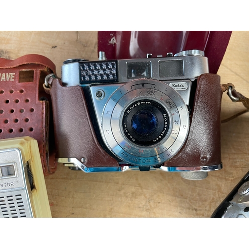 149 - Two Vintage Kodak Cameras & Transwave Six Transistor Pocket Radio