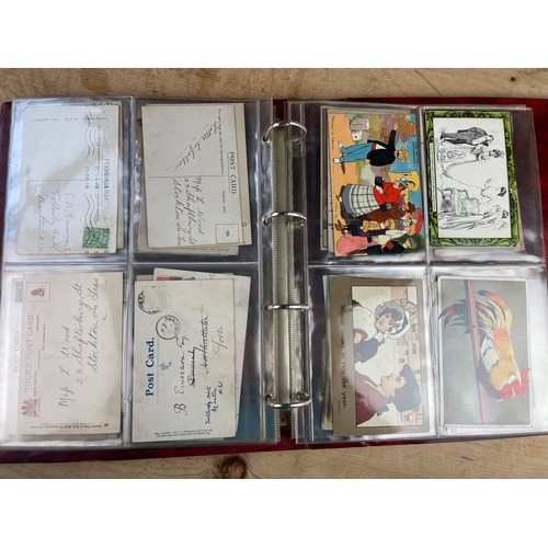 151 - Binder Of Antique Postcards, All Posted With Stamps & Postmarks Early 1900s