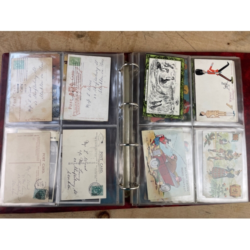 151 - Binder Of Antique Postcards, All Posted With Stamps & Postmarks Early 1900s