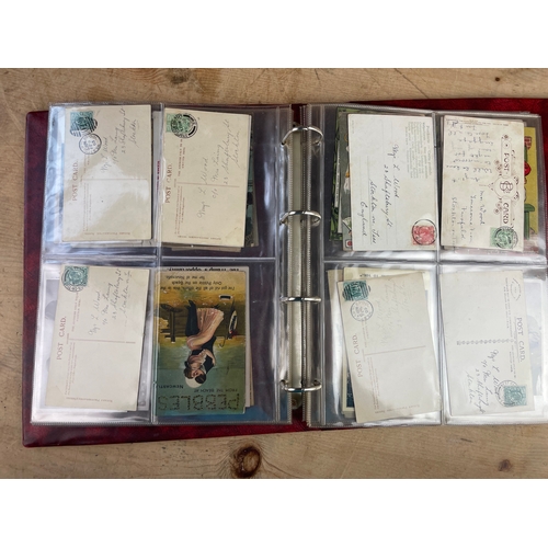 151 - Binder Of Antique Postcards, All Posted With Stamps & Postmarks Early 1900s