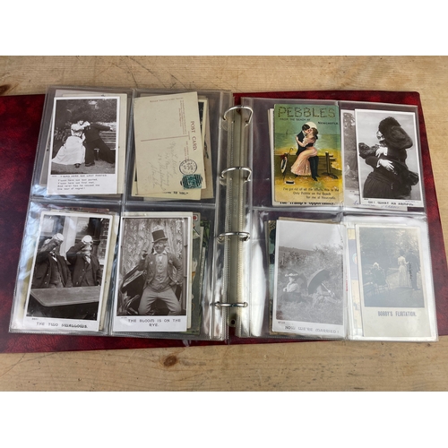 151 - Binder Of Antique Postcards, All Posted With Stamps & Postmarks Early 1900s