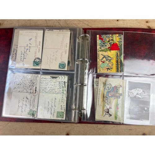 151 - Binder Of Antique Postcards, All Posted With Stamps & Postmarks Early 1900s