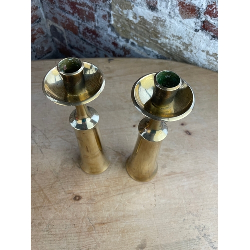 156 - Two Contemporary Brass Candlesticks