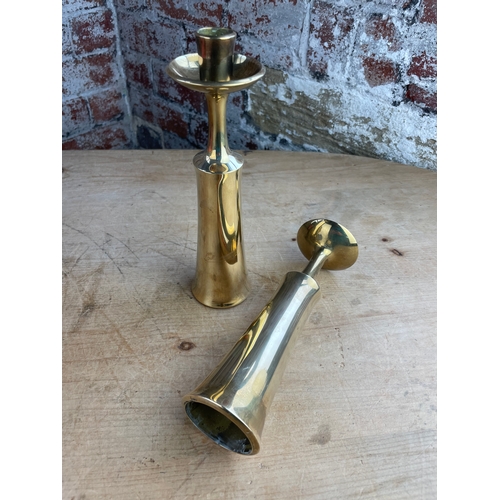 156 - Two Contemporary Brass Candlesticks