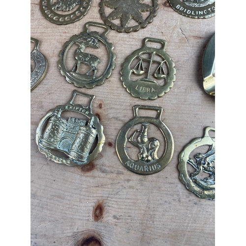 157 - Vintage Horse Brasses & Tetley Ashtray