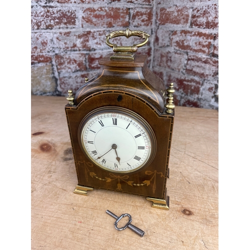 70 - Quality Antique Inlaid Mantle Clock, Working.