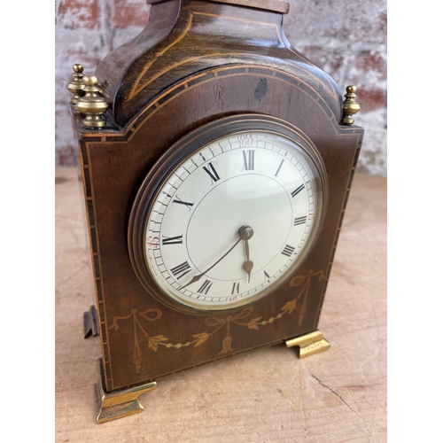 70 - Quality Antique Inlaid Mantle Clock, Working.