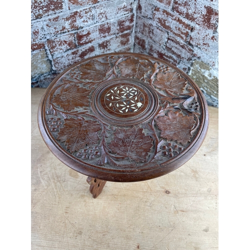 160 - Small Vintage Indian Carved Collapsible Table