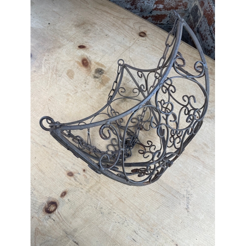 165 - Vintage Worked Iron Hanging Basket