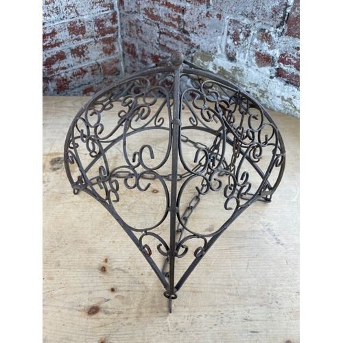 165 - Vintage Worked Iron Hanging Basket