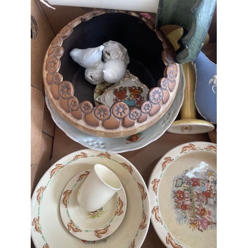 132 - Box Of Quality Mixed Collectables Inc. Bunnykins, Crown Devon Feildings Lustre, Jasperware, Shelf Po... 