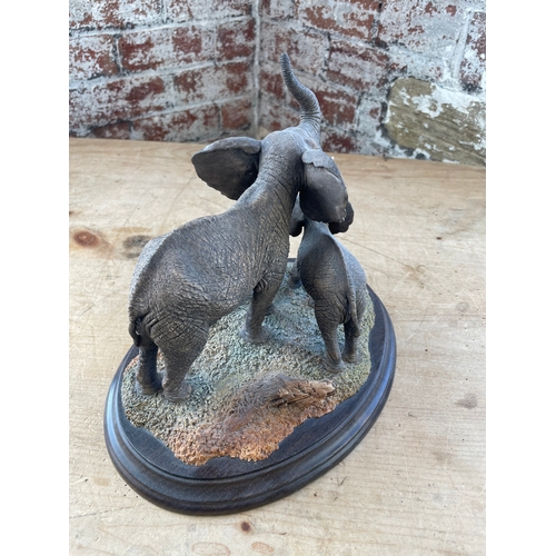 136 - Sculptural Figure Depicting Elephant, Cow & Calves By Country Artists