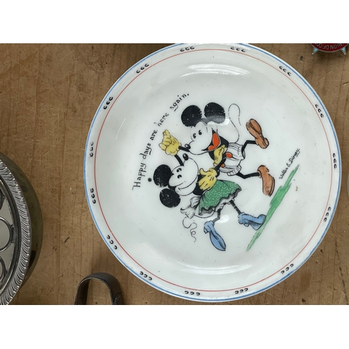 139 - Quality Mixed Lot Of Collectables Inc. Mickey Mouse Plate, Edward VII & Alexandra Medal, Vintage Bad... 