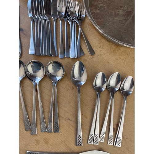 119 - 42 Piece Oneida Cutlery Set With Other Quality Flatware Items, EPNS Tray, Wine Bottle Holder Etc.