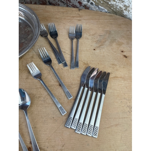 119 - 42 Piece Oneida Cutlery Set With Other Quality Flatware Items, EPNS Tray, Wine Bottle Holder Etc.