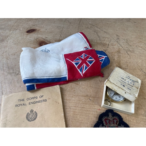 125 - Militeria Inc. Royal Engineers Badge, Cap & Uniform Badges, Ration Books Etc.