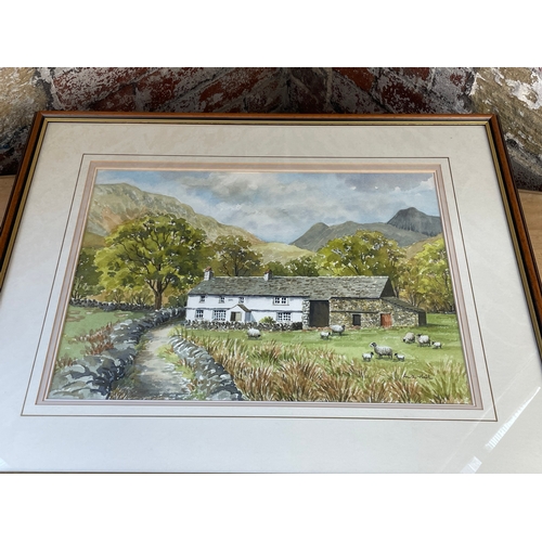 359 - Original Watercolour By Anita Hall, Bridge End Farm at The Langdales Lake District