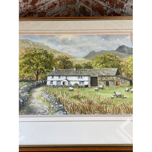 359 - Original Watercolour By Anita Hall, Bridge End Farm at The Langdales Lake District