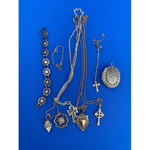 2 - Group Of Chains & Pendants Mostly Silver