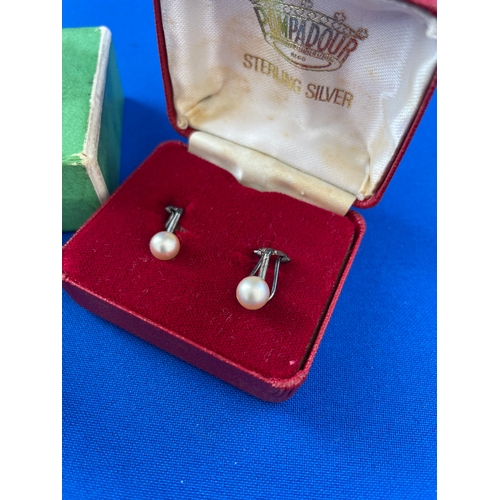 4 - Hallmarked Silver Napkin Ring & Pearl Clip On Earrings