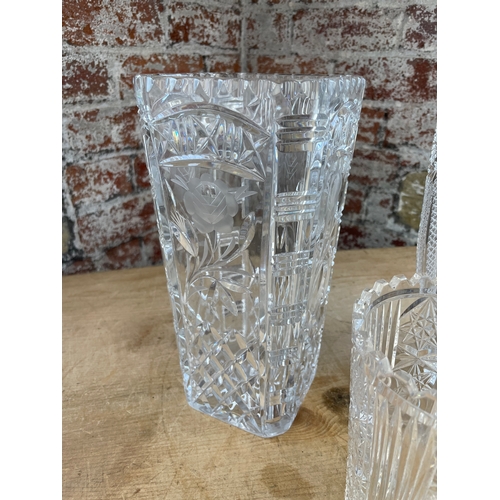 418 - Three Heavy Cut Crystal Vases