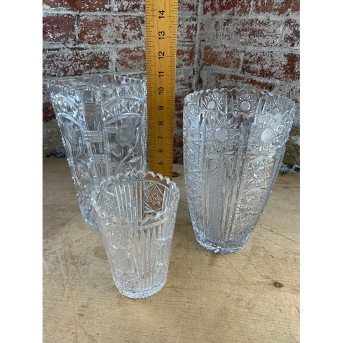 418 - Three Heavy Cut Crystal Vases