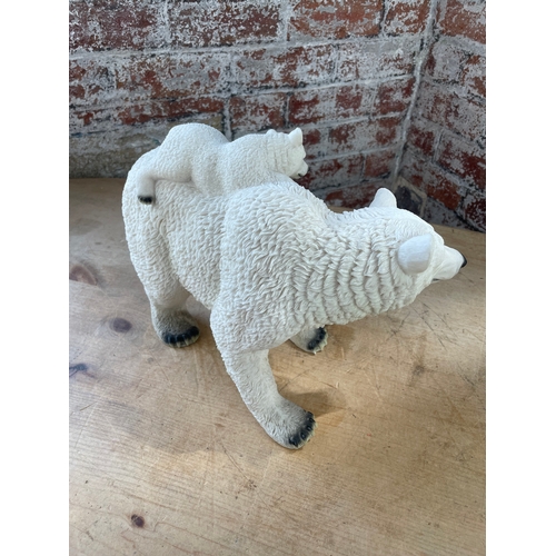 177 - Large Polar Bear & Cubs Resin Figure