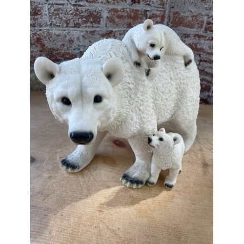 177 - Large Polar Bear & Cubs Resin Figure