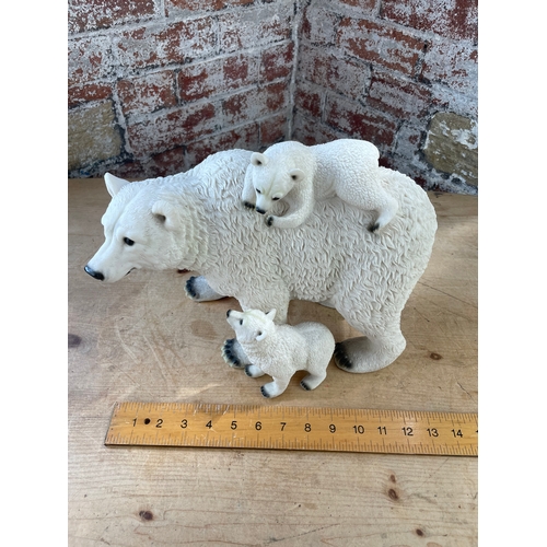 177 - Large Polar Bear & Cubs Resin Figure