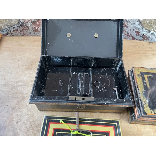 205 - Four Vintage Metal Cash Boxes All With Keys