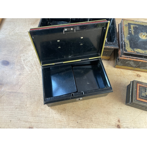 205 - Four Vintage Metal Cash Boxes All With Keys