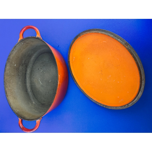 217 - Le Creuset Volcanic Orange Oval Cast Iron Caserole Pot