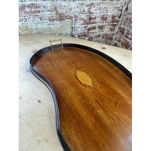 200 - Edwardian Kidney Shaped Inlaid Tray. Gallery Intact.