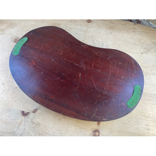 200 - Edwardian Kidney Shaped Inlaid Tray. Gallery Intact.